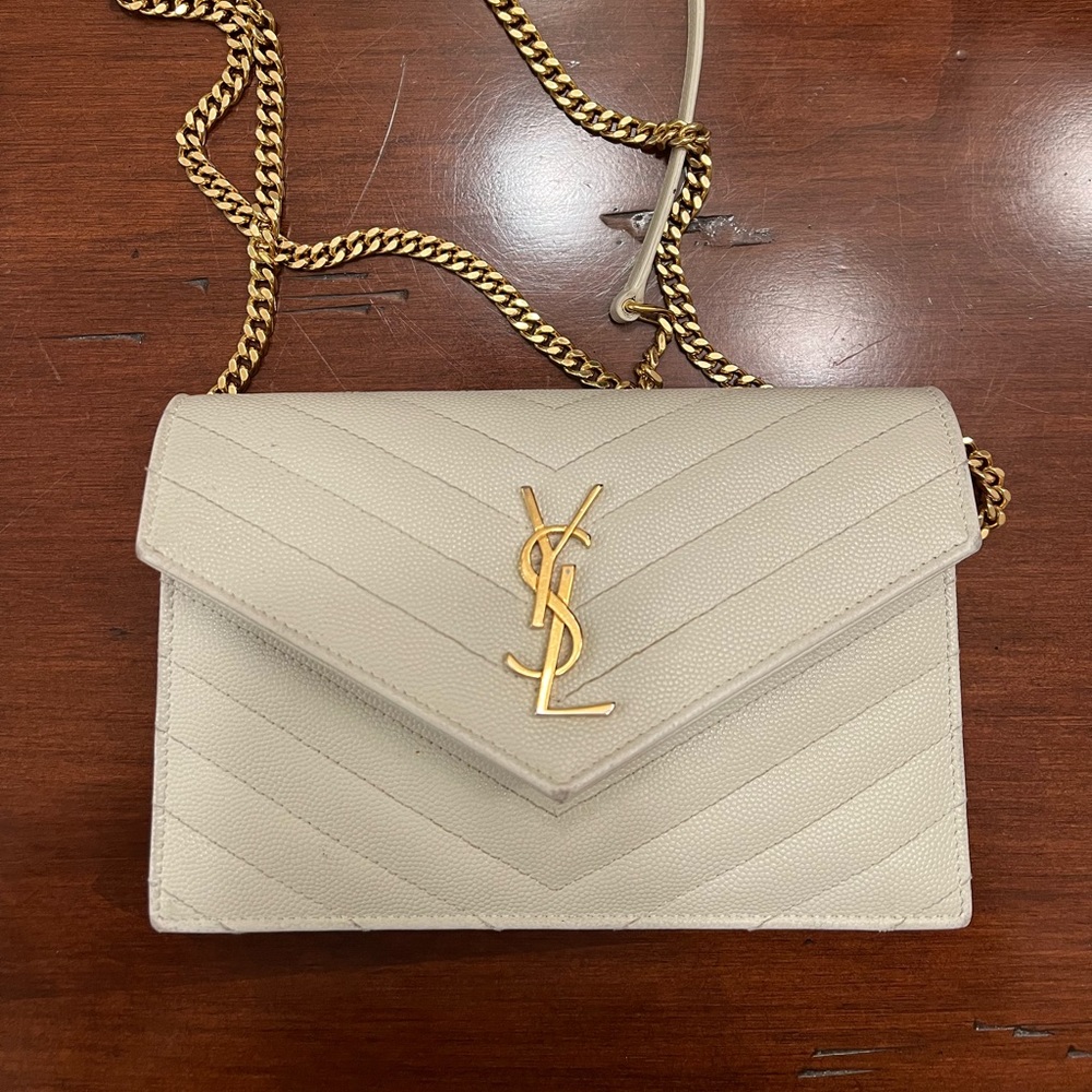 YSL CASSANDRE MATELASSE ENVELOPE CHAIN WALLET